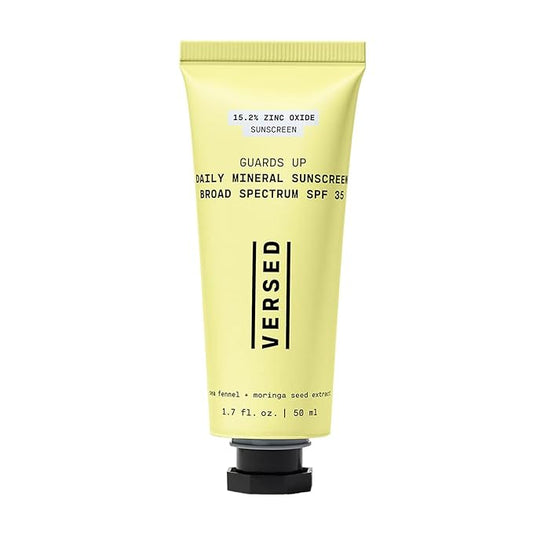 Versed Guards Up Daily Face Sunscreen - Zinc Oxide Mineral for All Skin Types - Lightweight, Skin-Like Non-Nano Sunscreen - Vegan + Pregnancy Safe (1.7 oz)