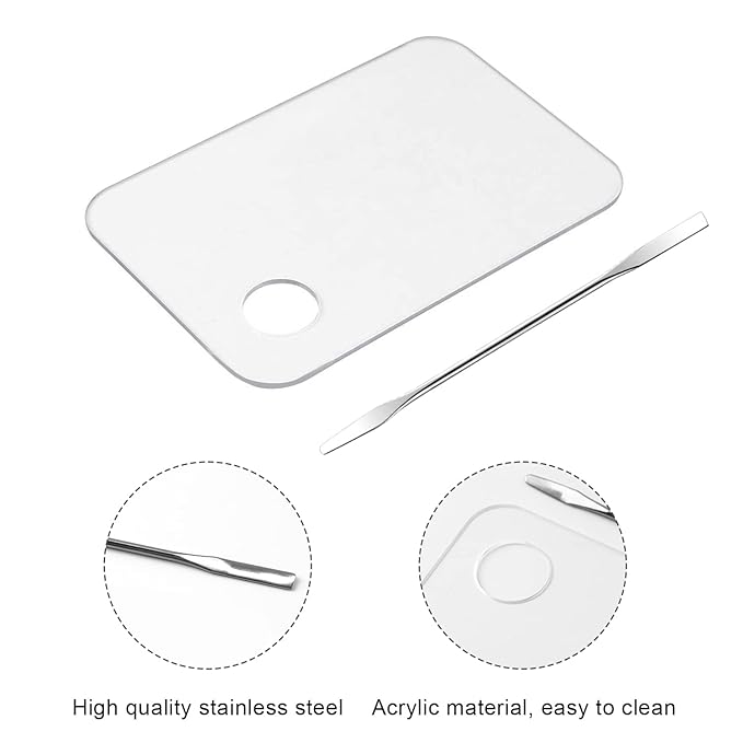 2PCS Acrylic Cosmetic Palette with 2PCS Spatula Tool,Makeup