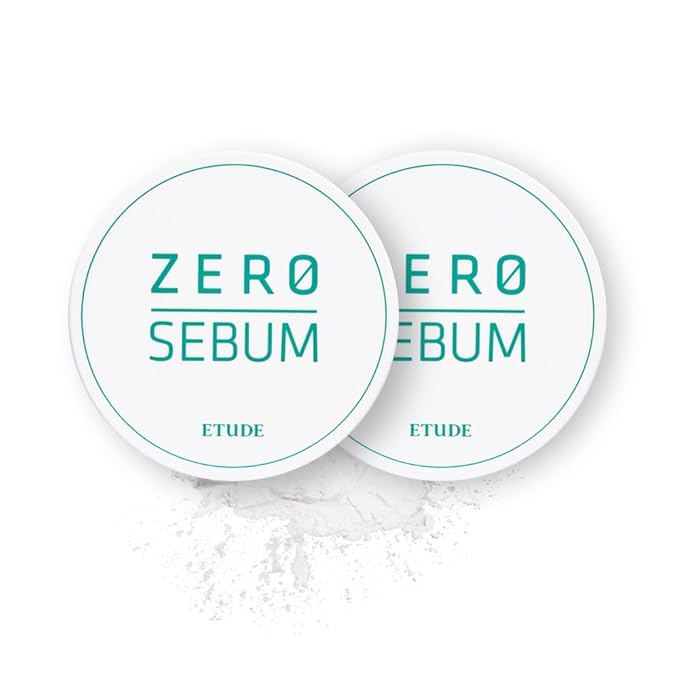 ETUDE Zero Sebum Drying Powder Duo Set 0.14 Ounce*2 (4g*2) | Lightweight Oil Control No Sebum Loose Face Powder with 80% Mineral | Long Lasting, Makes Skin Downy, Korean Makeup, Kbeauty