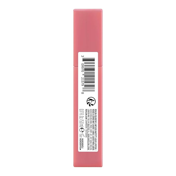 Revlon ColorStay Limitless Matte Liquid Lipstick, Vegan Formula, No-Budge, Longwear Lip Color, Long Lasting, Lightweight/Comfortable, Waterproof, 005 Strut, 0.17 fl oz
