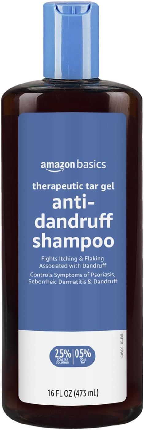 Amazon Basics Therapeutic Plus Coal Tar Anti-Dandruff Shampoo 0.5% Coal Tar, 16 Fl Oz, Pack of 1