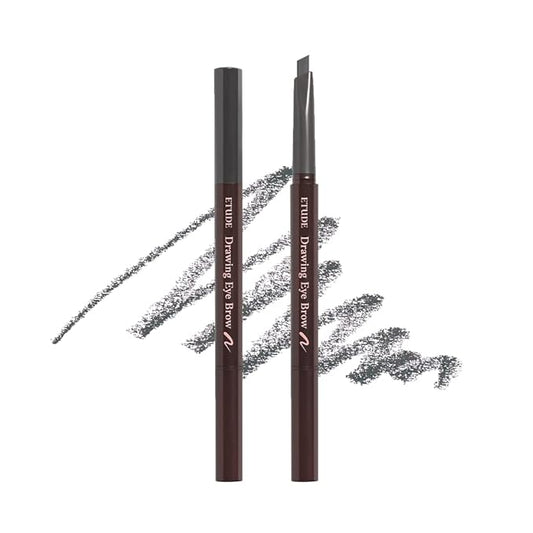 ETUDE Drawing Eye Brow, Eyebrow Pencil, Microblading, Long Lasting, Soft Textured Natural Daily Look, Korean Makeup, Beauty, Dark Gray (0.008 Ounce)