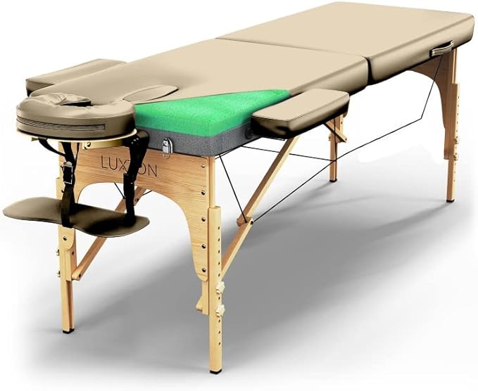 Luxton Home Premium Foam Massage Table Portable Foldable Massage Bed Height Adjustable, 72 Inches Long 27 Inches Wide Home Salon Spa Bed Tattoo Table with Accessories & Carrying Case, Easy Set Up