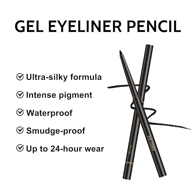 Erinde Brown Gel Eyeliner for Mature Women - Waterproof Smudge-proof Eye Liner Pencil, Gel Cream Matte Texture, Built-in Sharpener, Long Lasting Precision Waterline Eyeliner for Older Women