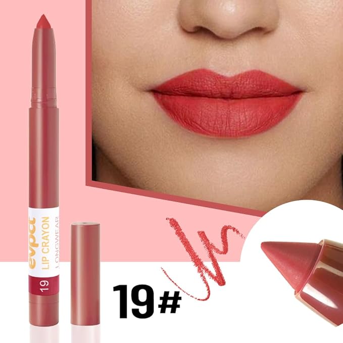 evpct British Red Hot Lip Liner Crayon Pencils Set for Women, Matte Lip Stick Crayon Long Lasting, Lips Pencil Liner and Lipstick set, Lipliner Pencil 24 Hours Long Wearing Lipstick Built-in Sharpener