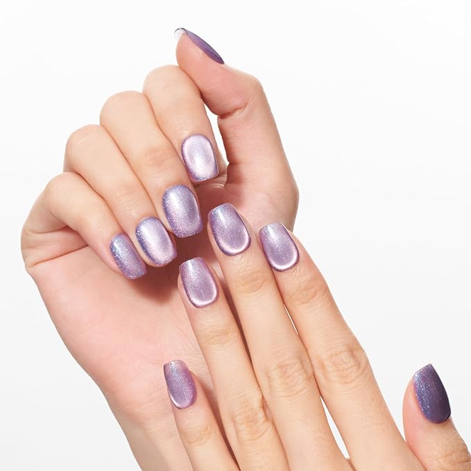 GLAMERMAID Press on Nails Extra Short Square, Sparkling Purple Spring Summer Handmade Gel Glue on Nails, Glossy Fake Nails Reusable Acrylic False Nails Manicure Kits for Women