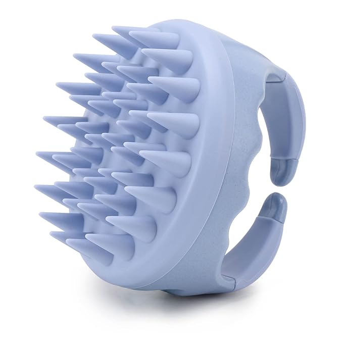 Silicone Hair Scalp Massager Shampoo Brush Scalp Scrubber Hair Washing Brush Exfoliating Brush Head Scrubber for Shower - Blue