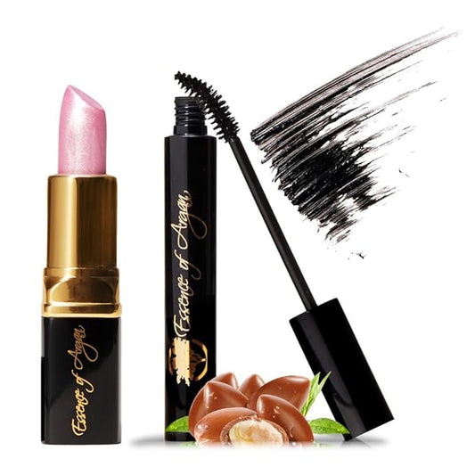 Essence Of Argan Lash Conditioner Mascara and Pink Lip Stick for Cracked and Dry Lips with Shea Butter, Jojoba & Aloe Vera