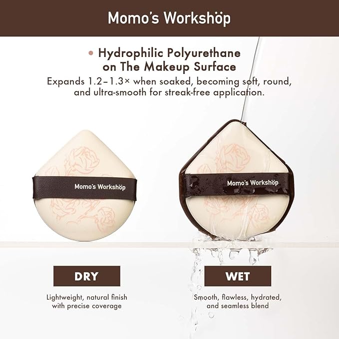 Makeup Sponge Set, Hydropolyurethane Sponges, Dry/Wet Use with Lychee-Pattern PU Leather, Expands 1.3x, for Full/Sheer Coverage Finish,3pcs Beauty Puffs &Storage Case