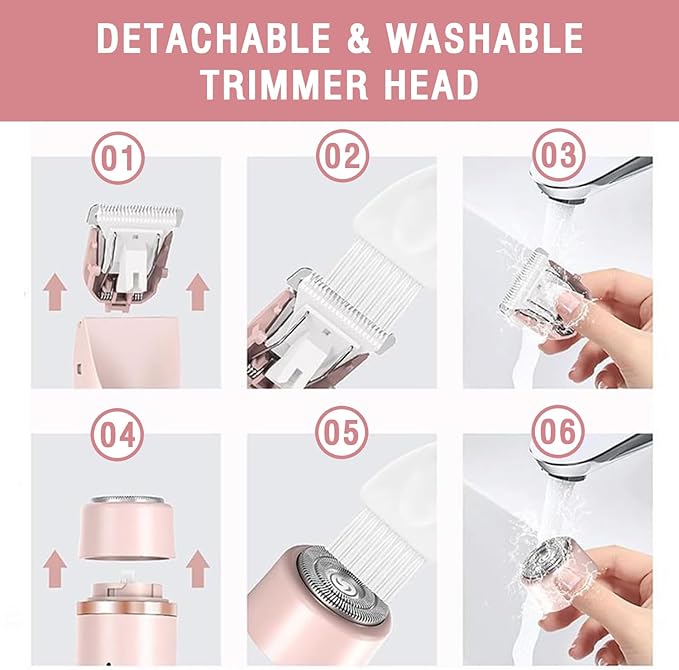 Dermave Bikini Shaver, Womens, Bikini Trimmer for Women, Glow Aura Electric Razor 2-in-1 Women's Body Shaver Dual Head Women's Trimmer for Leg Arm Body Grooming Tool (Blue)