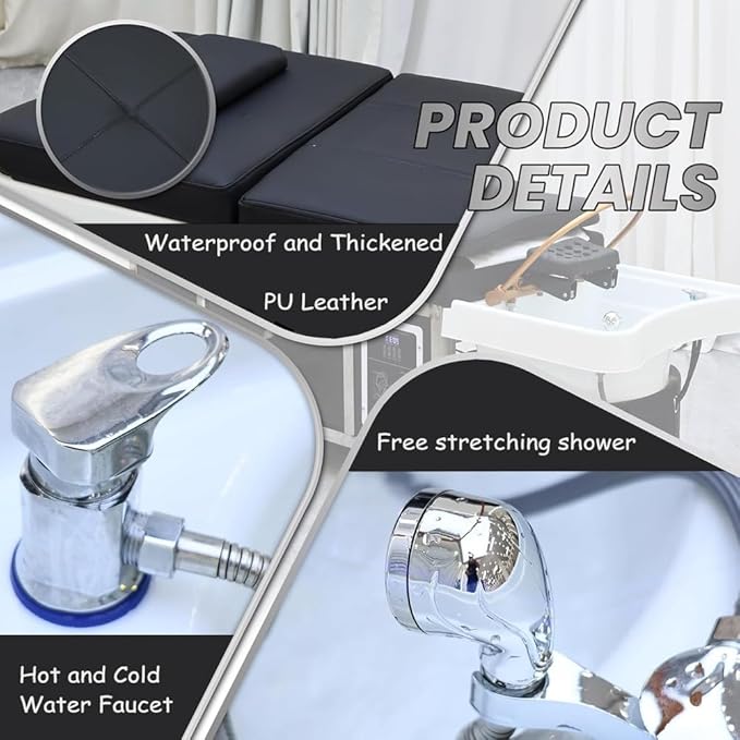 Head Spa Shampoo Bed, Massage Table, Head Spa Equipment with Supports Water Circulation, Fumigation & LED Scalp Care Acrylic Shampoo Bowl for Spa Beauty Salon Barber