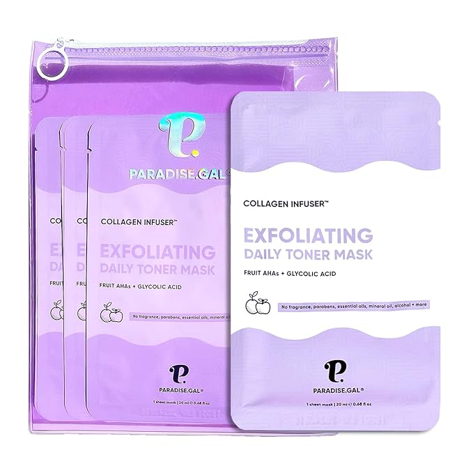 Exfoliating Face Masks (10-Pack) Korean Skincare Infused with Exfoliating Collagen, AHA, Glycolic Acid, BHA, Niacinamide & Ceramide - Revitalizing Solution for Smooth, Radiant Skin