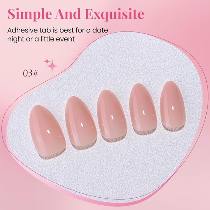 evpct Glossy Press on Nails Short Almond Short for Women, Dusty Nude Pink Fake Nail with Glue Salon Quality Reusable Stick on Nails In 15 Sizes 30Pcs Full Cover False Nail Soft Gel Set Kit for Gift