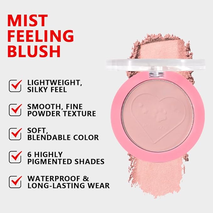 Matte Blush Powder for Cheeks, Cruelty Free Makeup – Long Lasting Natural Face Blusher Makeup, Lightweight Blendable Cheek Color Palette for Women All Skin Tones - #01 Soft Pink