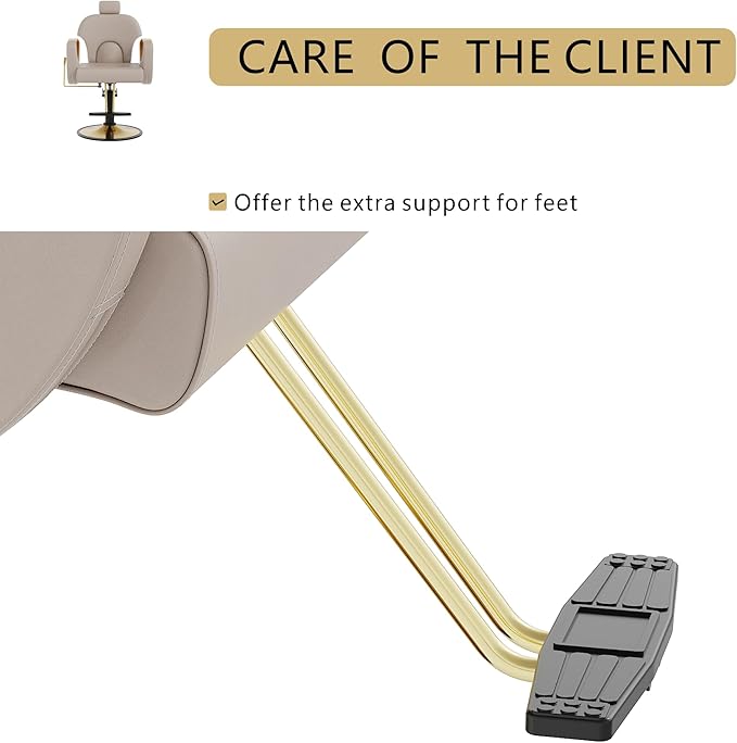 Barber Chair, Reclining Hair Salon Chair, 360 Degrees Swivel Styling Chair, Height Adjustable Hydraulic Shampoo Chairs, Spa Equipment (Gray)