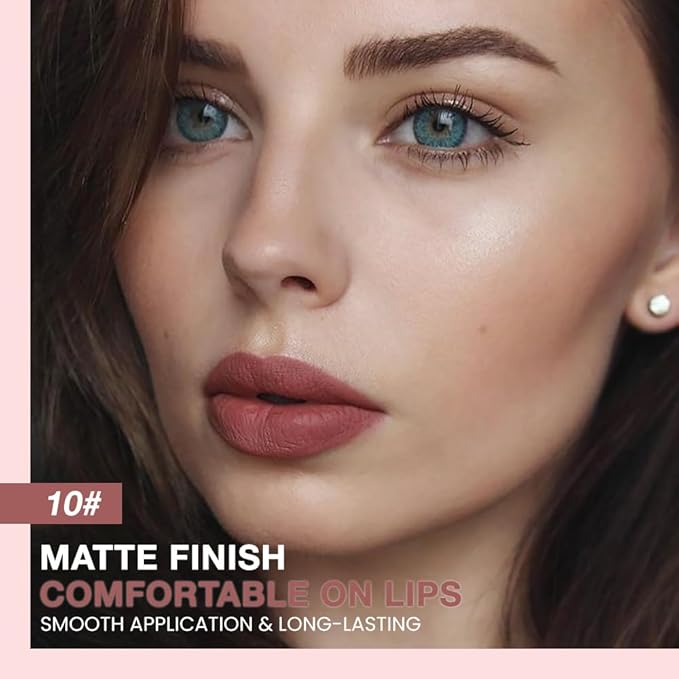 Kaely Matte Velvet Lip Liner Pencils Retractable for Shaping & Sculpting Lips, Coffee Lip Pencils for Women Long Lasting Waterproof Rich Lip Colors Liner Crayon Lipstick delineador de labios 10