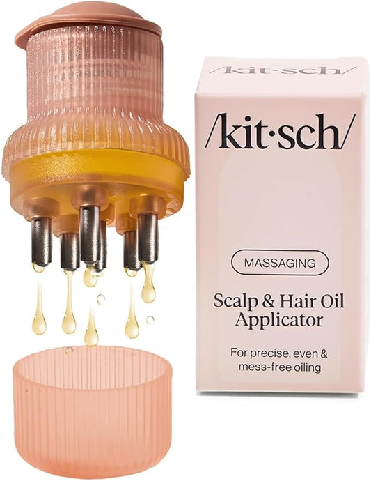 Kitsch Scalp & Hair Oil Applicator – Stainless Steel Bristles Scalp Oil Applicator for Even Distribution, Mess-Free Oiling & Head Massager Scalp – Precision Hair Care Tool for Roots & All Hair Types