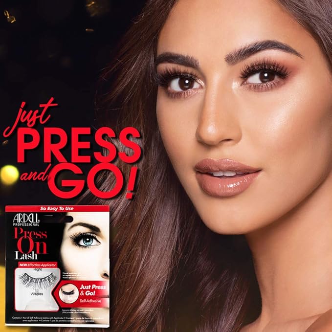 Ardell Press On Wispies False Eyelashes - Self Adhesive Lashes, No Glue Needed, Eye Makeup Enhancement, 4 Pack