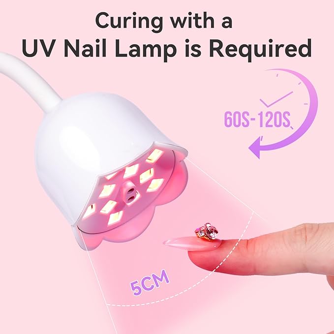 Makartt Nail Rhinestone Glue - 30ML Super Strong Adhesive Gel Nail Glue for Decorations Nail Charms 3D Gel Nail Art Gems Jewel Diamonds for Salon & DIY Manicure, UV/LED Cured Need Beauty Gifts