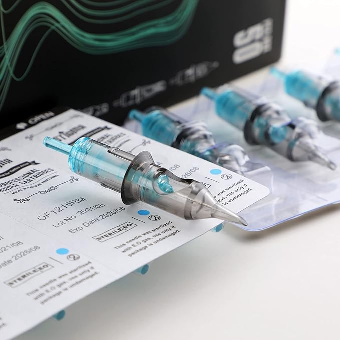 STIGMA Aquamarine Knight Bugpin Tattoo Cartridges Assorted 50pcs of Round Liner #10 0.3mm RL(1003RL 1005RL 1007RL 1009RL 1011RL) Disposable Tattoo Cartridge Needles EN02B-50KIT-R