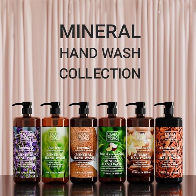 Hand Soap Pump Sandalwood - Moisturizing Hand Wash Liquid with Dead Sea Minerals and Sandalwood Oil - Hydrates and Softens - Dead Sea Collection - Pack of 2 (33.8 Fl Oz Each) - 67.6 Fl Oz Total