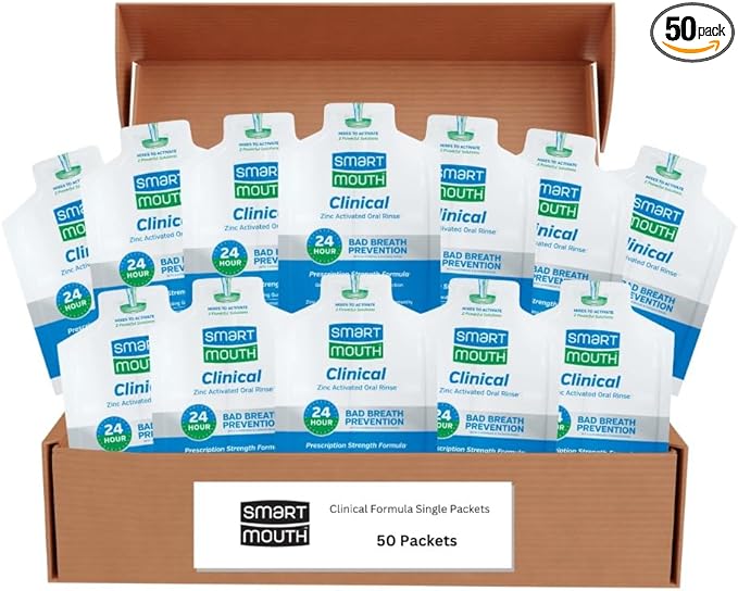 SmartMouth Clinical DDS Activated Mouthwash, Bad Breath and Bleeding Gums Support, 16 fl oz (50 Count)