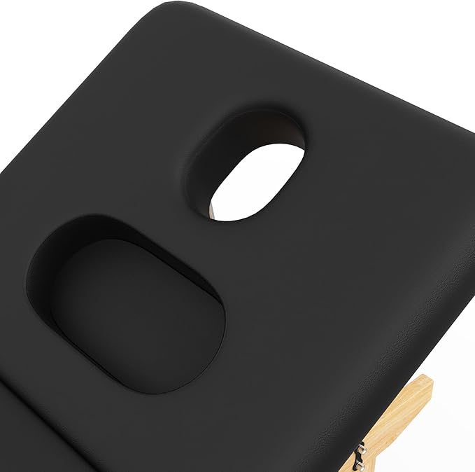 Wooden Professional Massage Table, Adjustable Backrest Heavy-Duty Stationary Massage Bed for Physical Therapy, Salon Facial Spa Bed, 4.4'' Thick PU Leather, 1000LBS, 31.5'' W × 75'' L