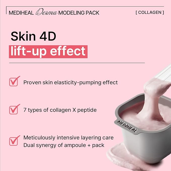 Mediheal Derma Modeling Pack (Collagen) - Filling Elasticity For Glow Skin - Easy DIY Home Spa Kits, Hydrating Icy Jelly Mask For Skin Refreshment