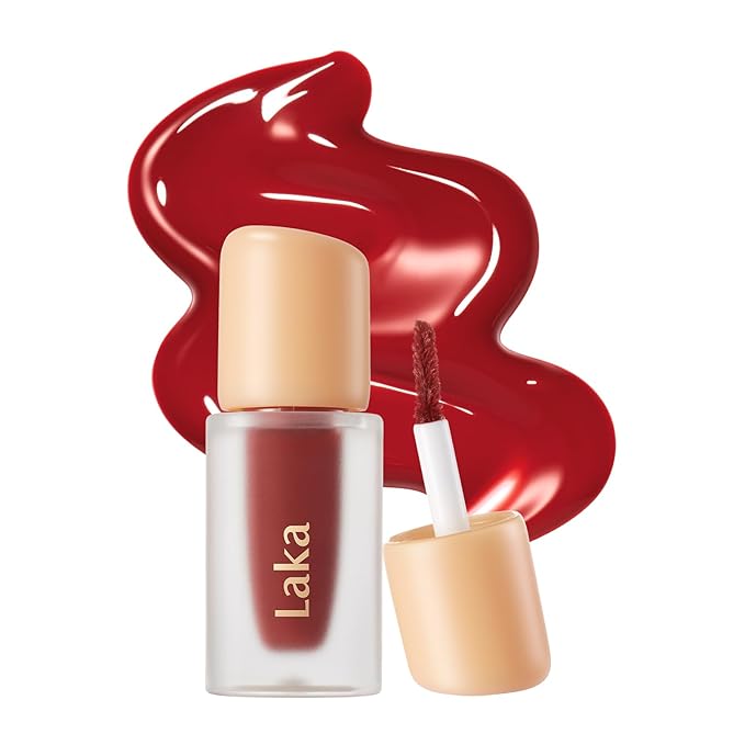 Laka Fruity Glam Lip Tint Mini, Glowing Lip Stain with Wide Color Spectrum, Hydrating & Lightweight Texture, Long-Lasting Bold Stain, Non-Sticky, Vegan, K-Beauty (#104 Cherry)