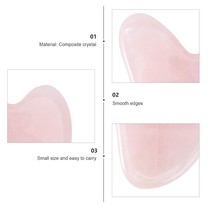rosenice Gua Sha Facial Tools Guasha Tool Gua Sha Jade Stone for Face Skincare Facial Body Acupuncture Relieve Muscle Tensions Reduce Puffiness Festive Gifts (Pink)