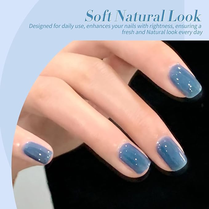 Born Pretty Jelly Blue Gel Nail Polish Set Sheer Transparent Blue Gel Polish Nail Art Manicure DIY at Home 6PCS