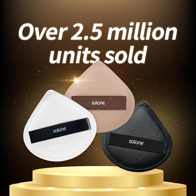 Solone Makeup Spatula and Sponge 3-PCs Set – Washable Foundation Tools with 1 Spatula & 3 Reusable Makeup Sponges + Storage Case | For Blending Liquid, Cream, or Foundation Makeup