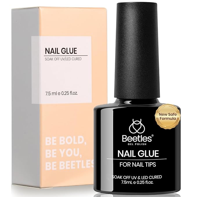 beetles Gel Polish 9 in 1 Gel Nail Glue for Clear Acrylic Nails Tips, Long Lasting Super Strong Brush Nail Glue for Fake Nails, Base Blooming Nail Gel, New Safe Formula, U V Light Cure