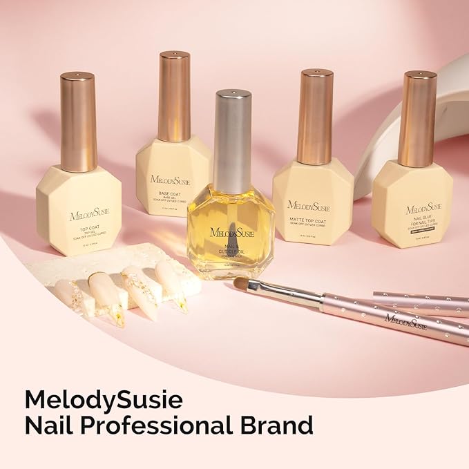 MelodySusie No Wipe Glossy Top Coat Base Coat Matte Top Coat Set Long Lasting Shine Finish Soak Off UV LED Nail Lamp Nail Art Design Manicure Kit Perfect Gifts for Women Girls 3 Pcs 15ml Clear