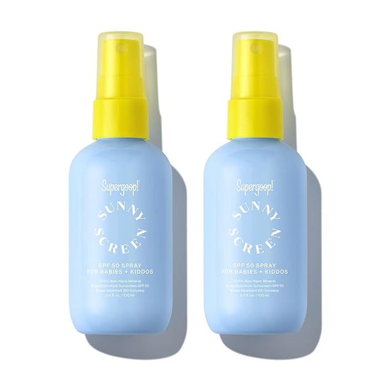 Supergoop! Sunnyscreen 100% Mineral Spray SPF 50 - 3.4 fl oz, Pack of 2 - Face & Body Sunscreen for Babies & Kids - Pediatrician Tested, Hypoallergenic, Fragrance & Silicone Free