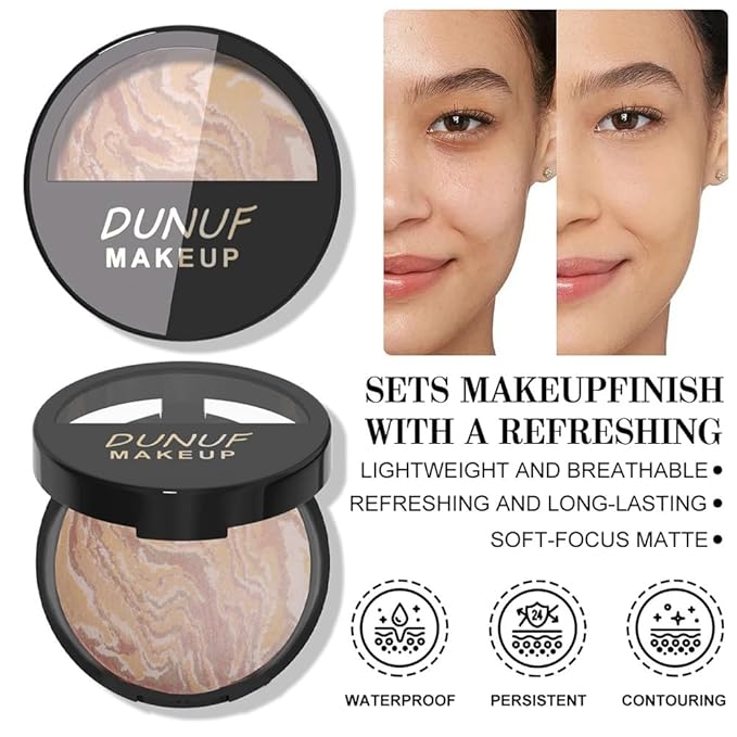 Baked Natural Correcting Pwoder Foundation Makeup, Highlighter Hybrid - Natural Finish, Waterproof Long Lasting, Demi-Matte Natural Finish, Talc-Free, Vegan, 04#