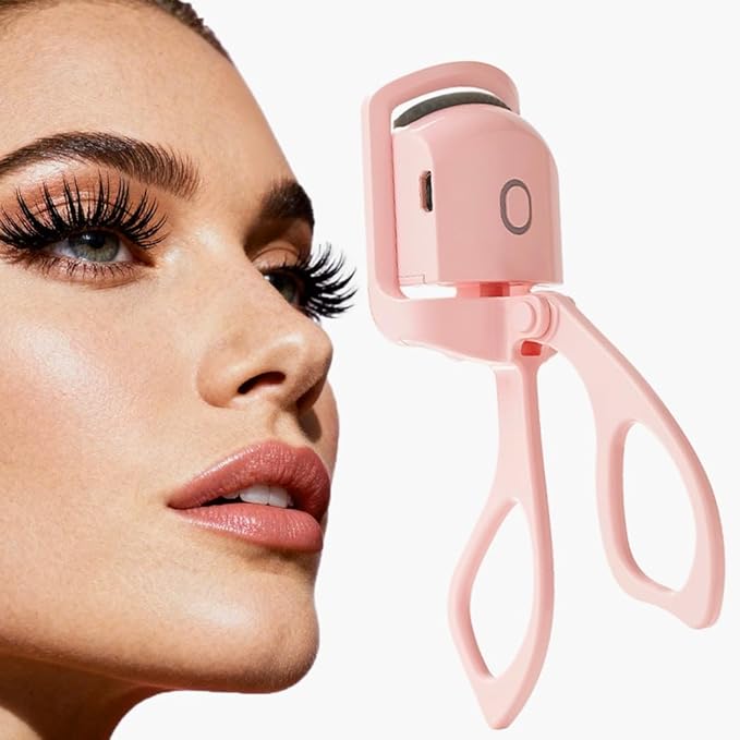 Electric Eyelash Curler, Mini Portable Design, Pink, 15s Quick Heat, 2-Temperature Control, Anti-Burn Protection, for Women