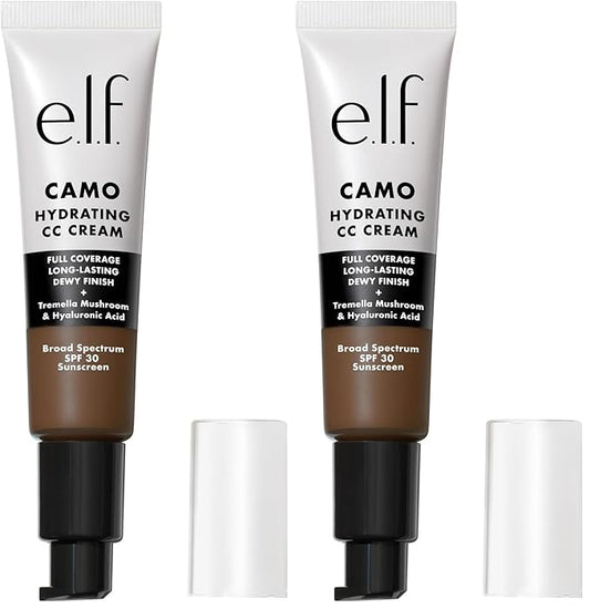 e.l.f. Hydrating Camo CC Cream, SPF 30, Color Correcting Full Coverage Foundation For A Dewy Finish, Vegan & Cruelty-Free, Rich 610 N (Pack of 2)