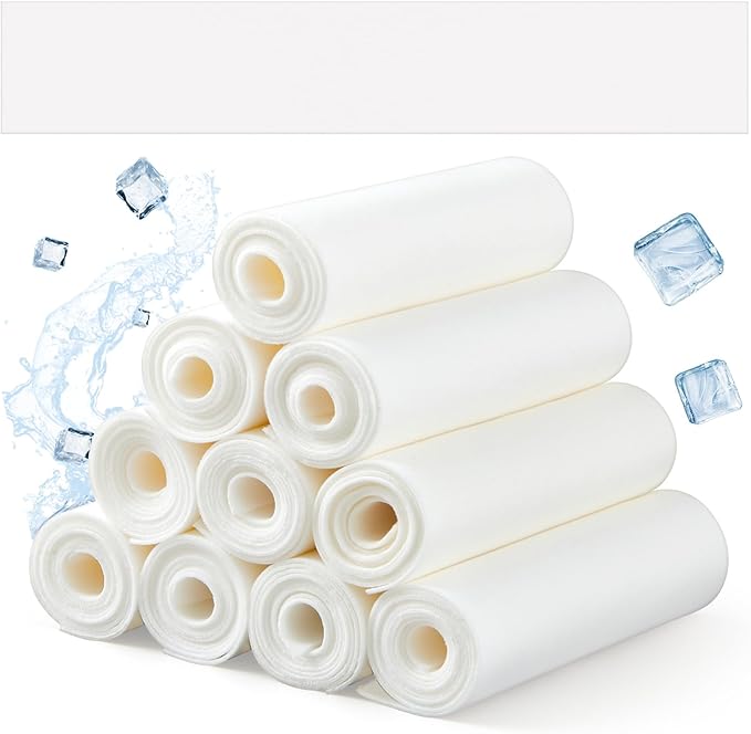 Toulite Cool Ice Silk Bra Liners for Sweat 10 Pcs 3 Layer Medium Washable Rectangle Cool Ice Silk Under Breasts Pads for Women Absorb Sweating, 18 x 3 Inches White for Summer