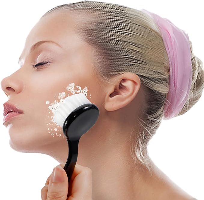 Facial Cleansing Brush 4 PCS, Facial Exfoliating Brush Face Wash Scrub Exfoliator Brush for Makeup Skincare Removal (Black)