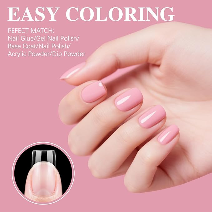 Short Square Nail Tips, SSWSBYKE 300pcs Soft Gel Nail Tips for Full Cover Pre-Shaped Acrylic Fake Nails Tips 15 Sizes Half Matte Press On Nails for Extension Home DIY Salon