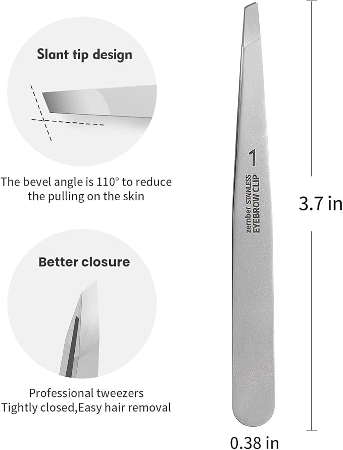 Eyebrow Hair Removal Tweezers, Slant Tweezer Handmade Professional Eyebrow Facial & Hair Remover Better closure Stainless Steel