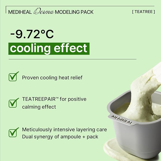 Mediheal Derma Modeling Pack (Teatree) - Rapid Cooling For Soothing Skin - Easy DIY Home Spa Kits, Hydrating Icy Jelly Mask For Skin Refreshment