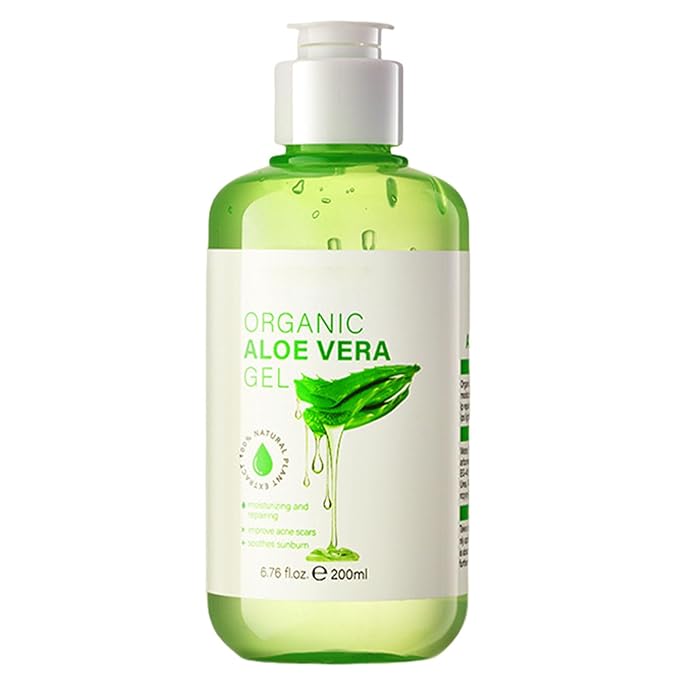 Organic Aloe Vera Gel, Aloe Vera Gel for Face, Body and Hair, Deeply Hydrating, Nourishing After Sun Skin Care, Aloe Vera Soothing Gel Cooling Cooling, Calming and Soothing 6.76 Fl Oz