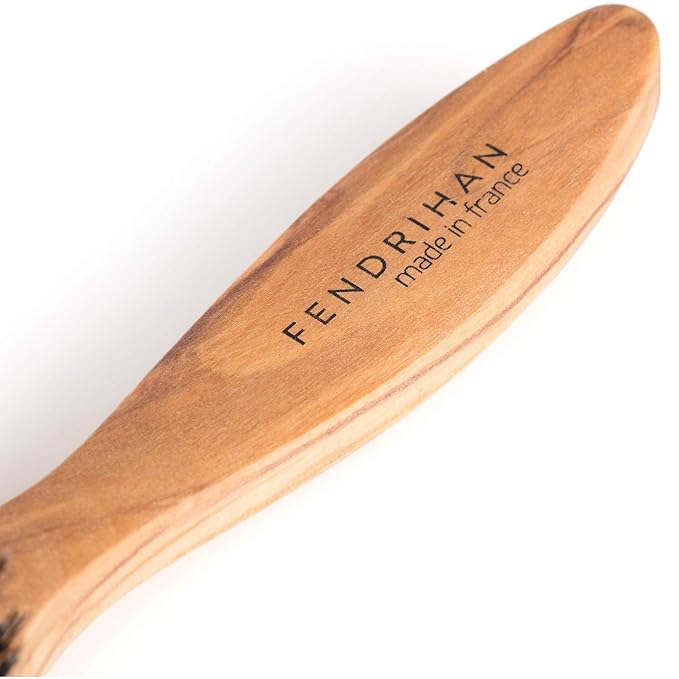 Fendrihan 5 Row Olivewood Hairbrush with Dark Bristles 8 Inches (Made in France)