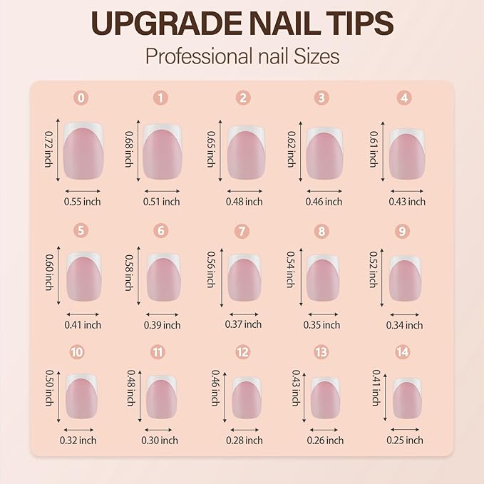 150Pcs French Gel Nails, Vansiho French Tip Press on Nails Pink, Short Square Nail Tips, Soft Gel Nails False Nail, Acrylic Fake Nails for Nail Art DIY 15 Sizes