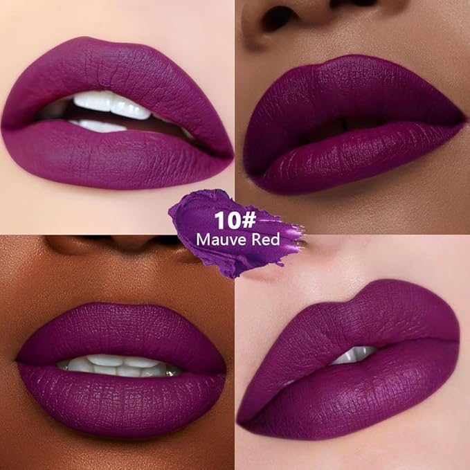 Purple Mauve Matte Lipstick - Pigmented Lip Crayon & Face Paint Stick for Women Everyday Halloween Birthday Party Wear, Younger-Looking Lip Makeup, Labial para fiesta de disfraces 10