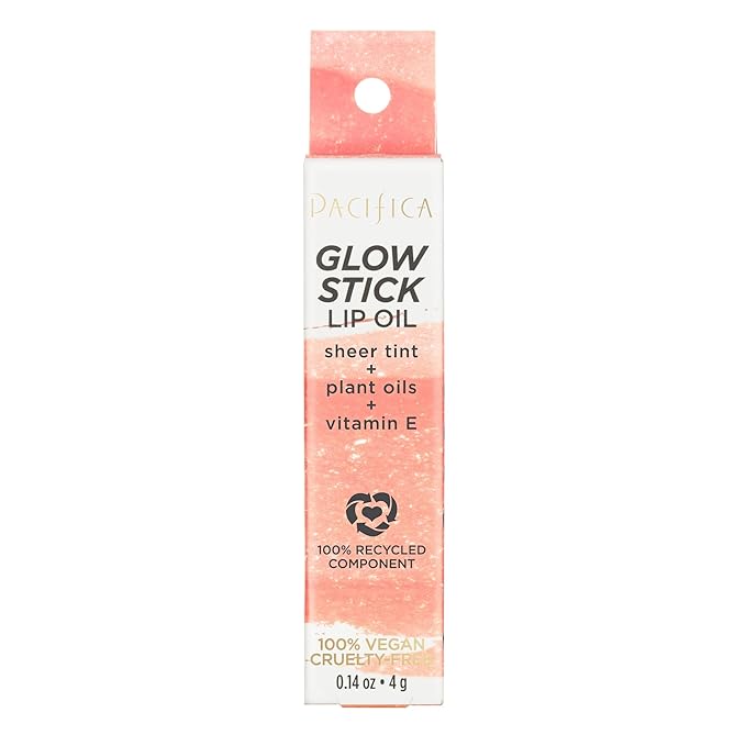 Pacifica Lipstick Oil – Glow Stick Lip Tint Oil - Hydrating Tinted Lip Balm with Vitamin E for Moisturized Lips, Sheer Tint & Natural Gloss, Vegan & Cruelty-Free, 0.14 oz (Pale Sunset)