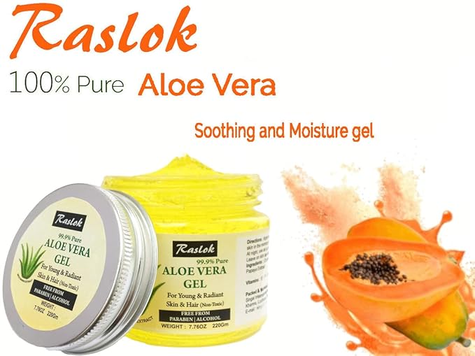 Aloe Vera Gel Pure Natural Organic Aloe Gel For Moisturizing Face Skin & Hair Care (Papaya, 7.76 oz.)