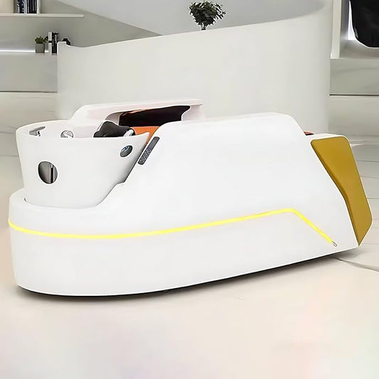 Massage Shampoo Bed and with Modern Unique Simple Design,Head Spa Equipment and Ceramic Basin Includes Smart Massage Design(Water Cycle,Fumigation)